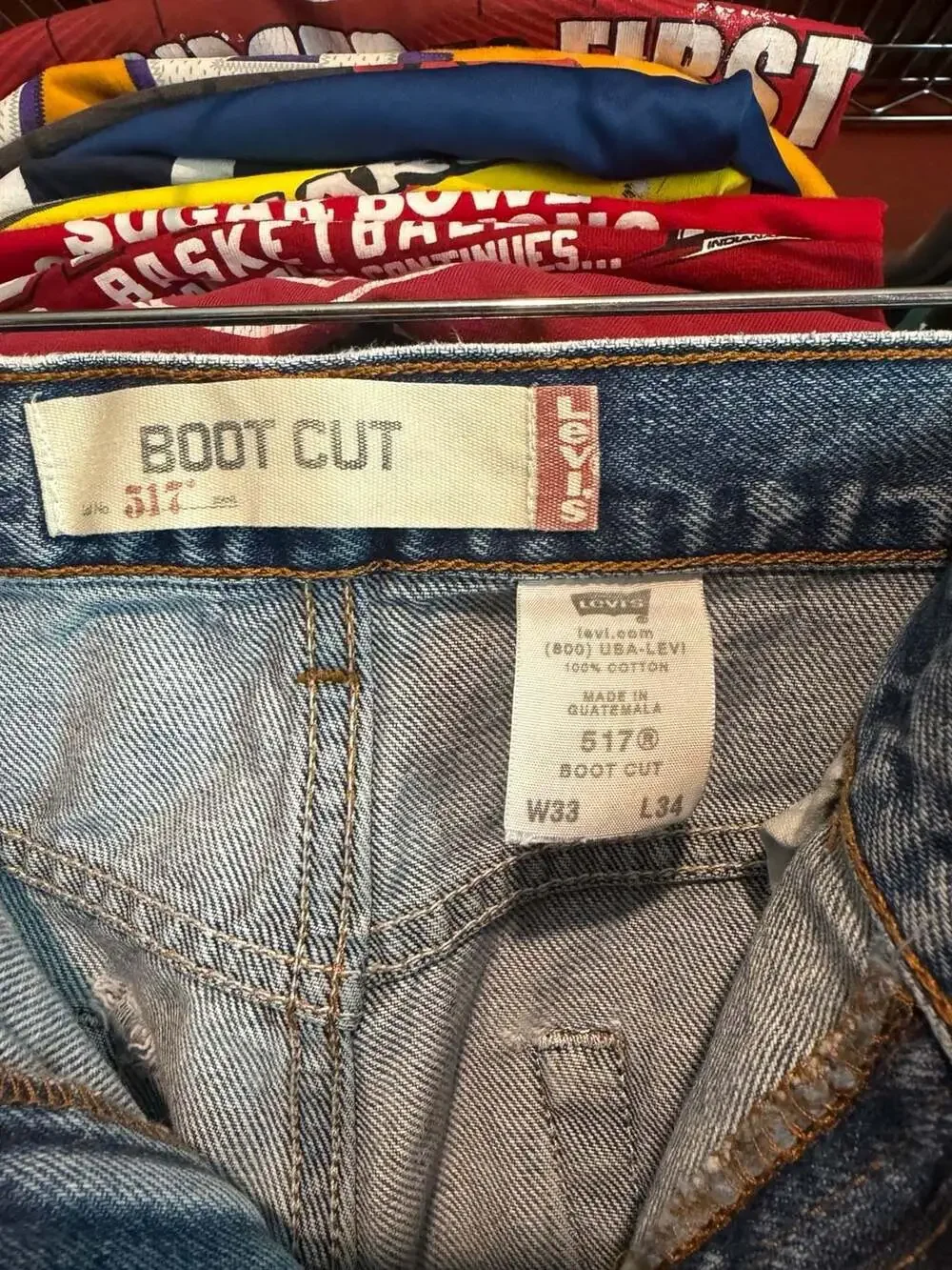 Y2K Levi's 517 Boot Cut Distressed Light Wash Denim Jeans Size 33x34